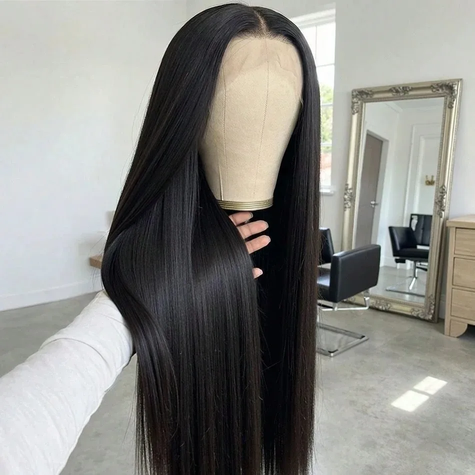 34 Long Inch 13x4 HD Lace Front Wig Brazilian Straight Human Hair Wig For Women 180 Density 13x4 Transparent Lace Frontal Wig