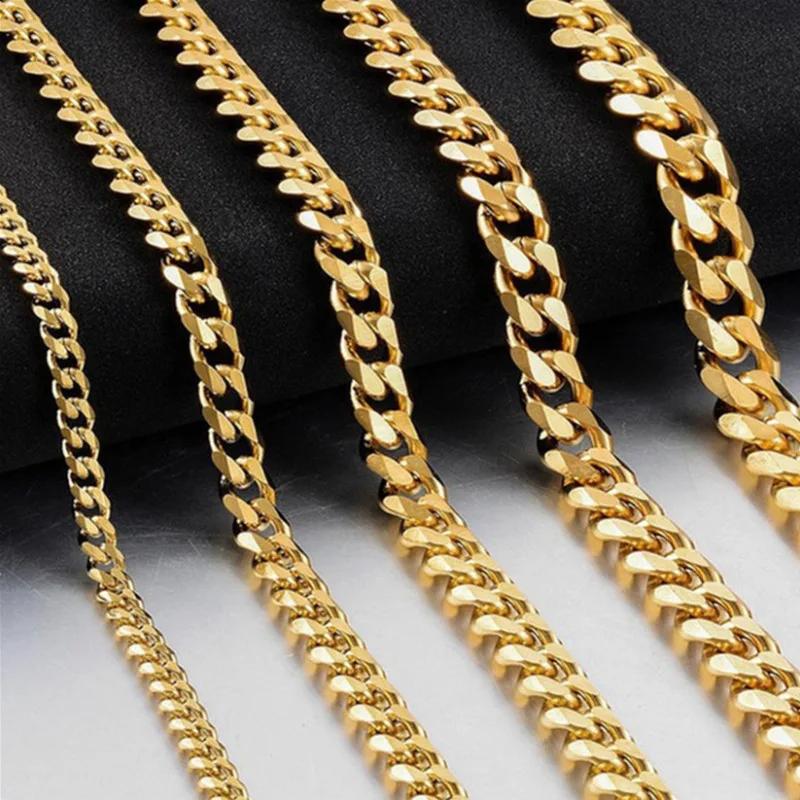 Hip Hop Cuban Link Width 3/5/7/9MM Stainless Steel Chains Necklace for Men Basic Simple Rapper\'s Choker on Neck Fashion Jewelry