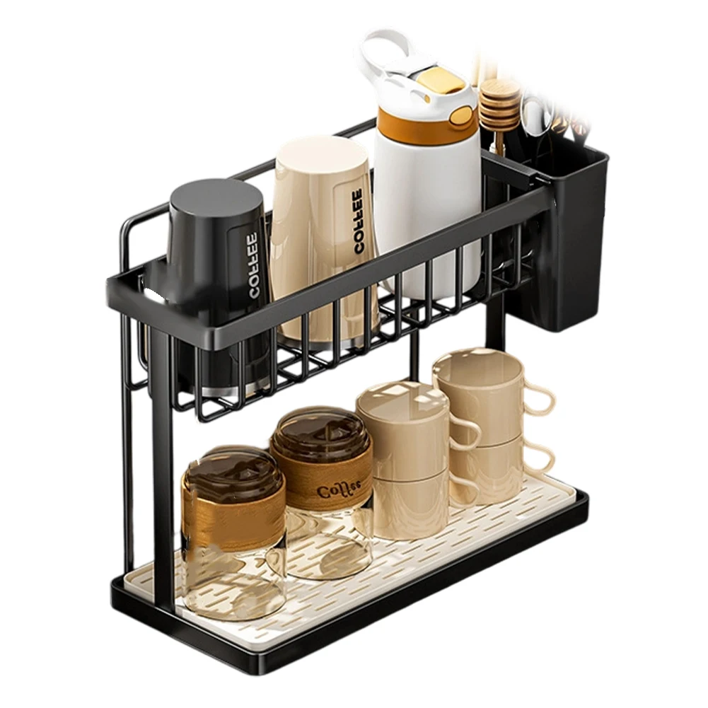 

Rustproof 304 Stainless Steel Sink Caddy Sponge Holder for Kitchen Sink with Multiple Compartments and Draining Rack