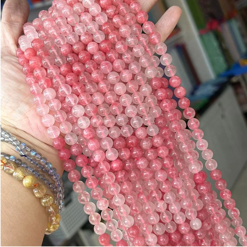 7A loose beads PINK Rhodochrosite round 6/8/10mm for DIY jewelry making 38cm FPPJ wholesale beads nature gem stone