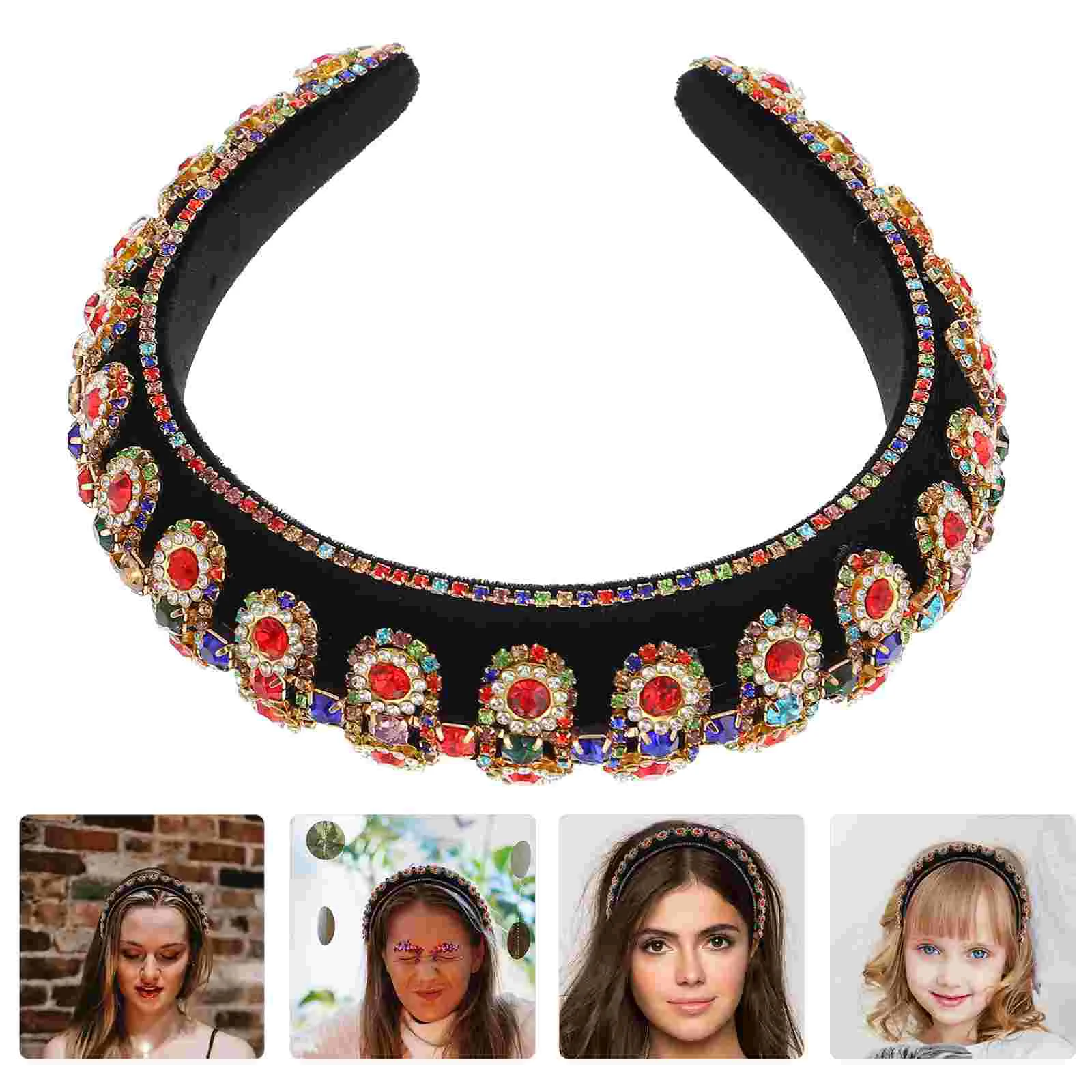 Rhinestone Headband Decorative Hairband Grace Elegant Headdress Accessory Fashion Fabric Girl Exquisite Miss