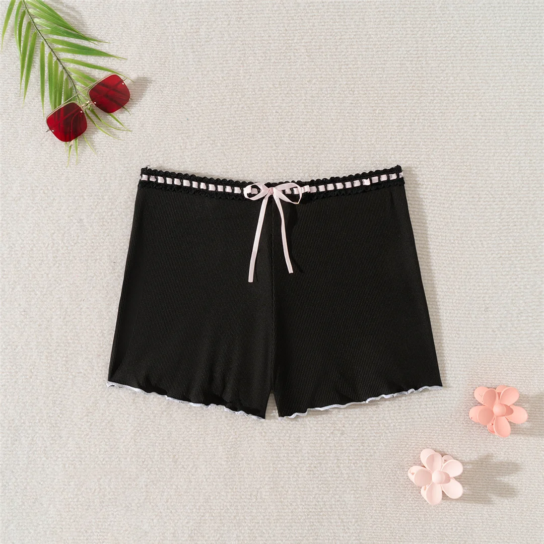 XS - L Bow Mini-Shorts, gerippter Bikini-Unterteil, Badehose, Damen-Badebekleidung, brasilianische Tanga-Höschen, Unterwäsche V6538 – Detail 7