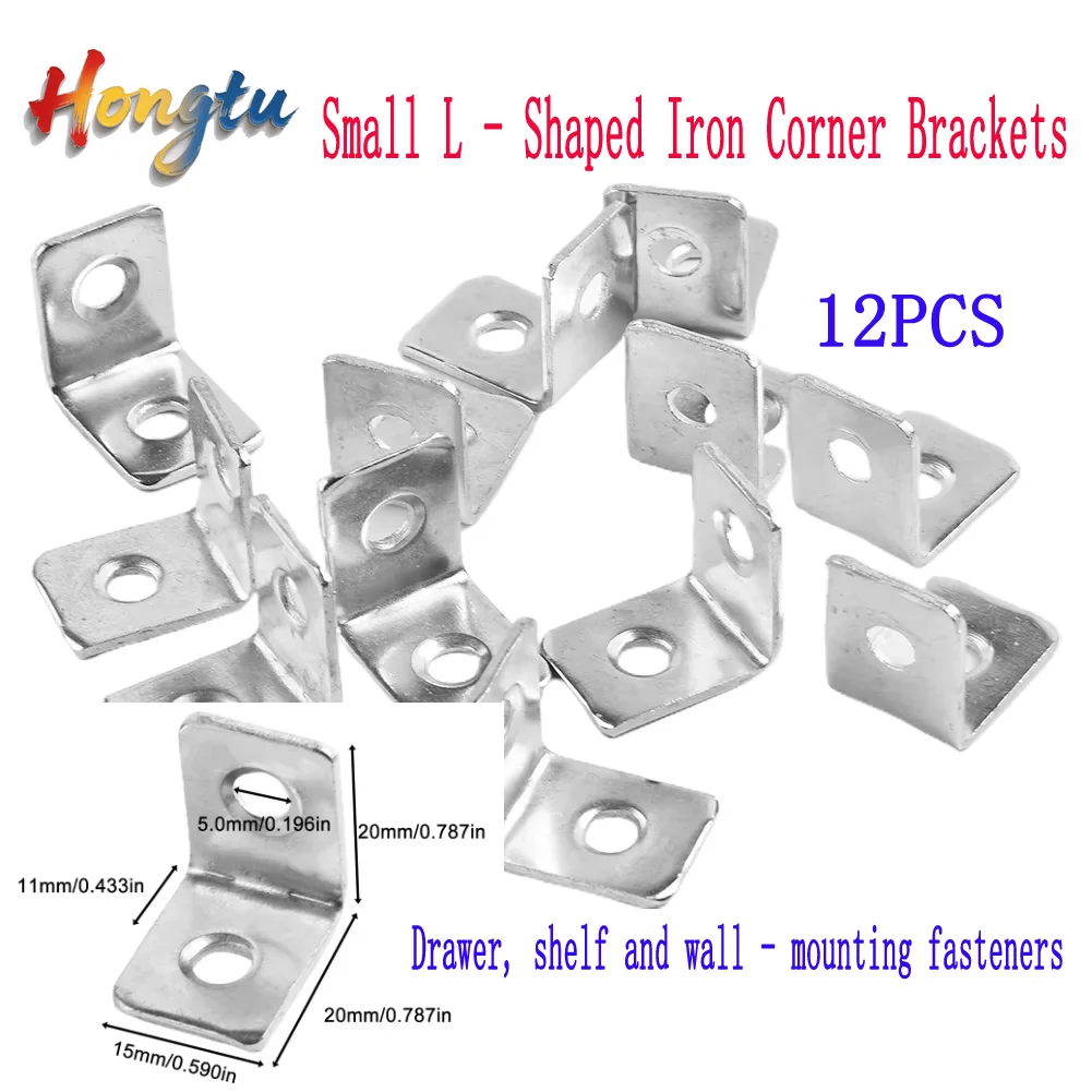 

12PCS Small L - Shaped Iron Corner Brackets(Furniture Hardware) these are drawer, shelf and wall - mounting fasteners