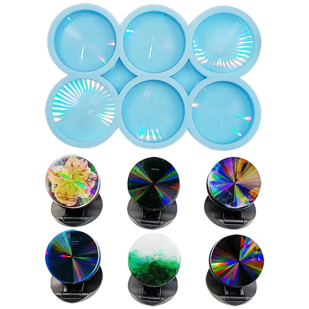Holographic Light and Shadow Phone Stand Silicone Mold Decorative Sticker Grips Crystal Epoxy Resin Mold