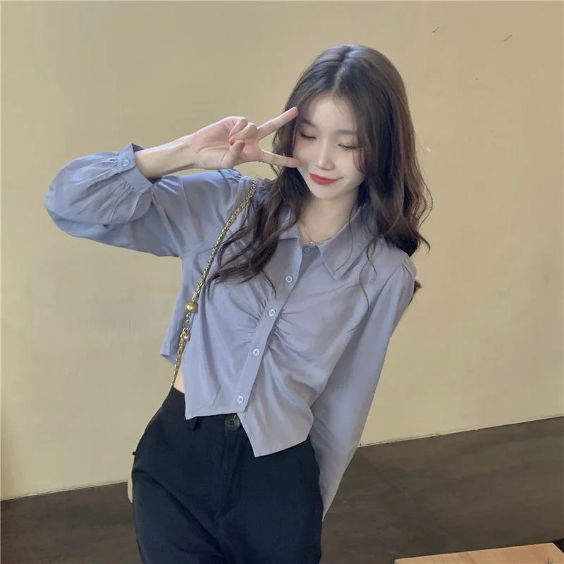 

Long Sleeve Shirts Women Cotton Plaid Button Down Tops Loose Fit Boyfriend Style Casual Neutral Spring Daily Streetwear Clothing