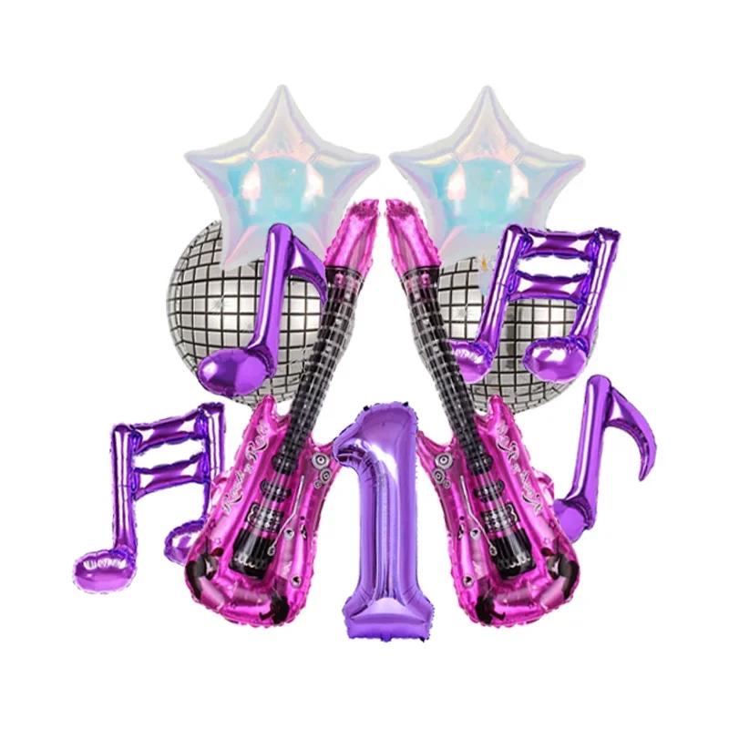 Gitarren-Ballon Lila Zahlen 1-9 Geburtstagsballon-Set Musik-Themen-Party-Dekoration Festival-Foto-Requisiten Geburtstagsgeschenk – Detail 1