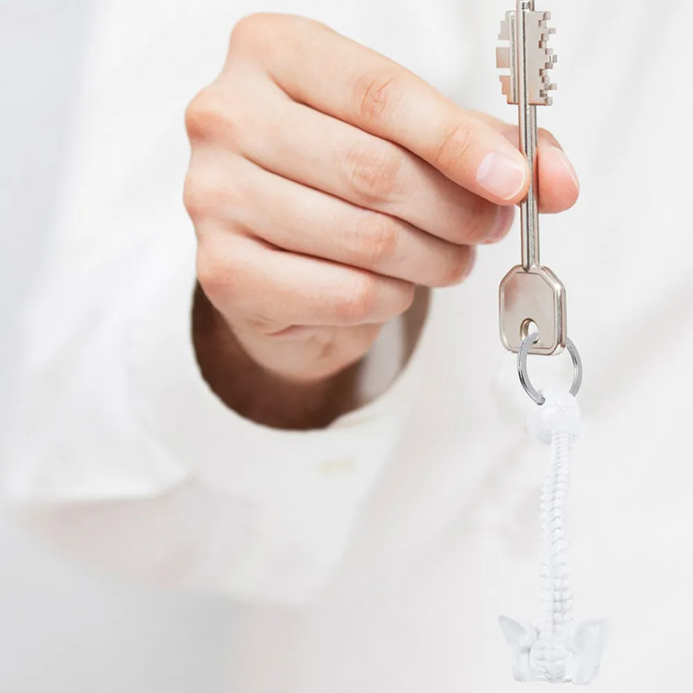 Human Spine Keychains 2Pcs White Plastic Vertebral Column Pendants Anatomy Study Tools Medical Gifts