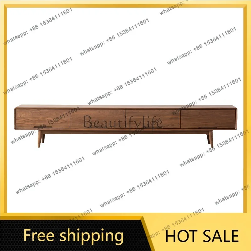Factory Direct Sales Nordic Black Walnut TV Cabinet Drawer Japanese Solid Wood Base Cabinet with Drawers