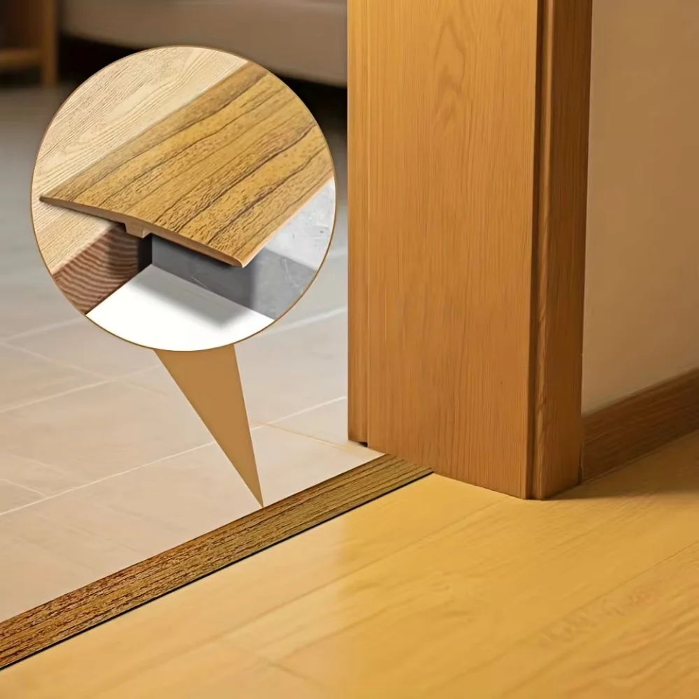 1 قطعة 2mX5cm T-شكل بولي كلوريد الفينيل الخشب الطابق الانتقال قطاع حافة إغلاق قطاع مرنة ذاتية اللصق التماس قطاع عتبة الشريط