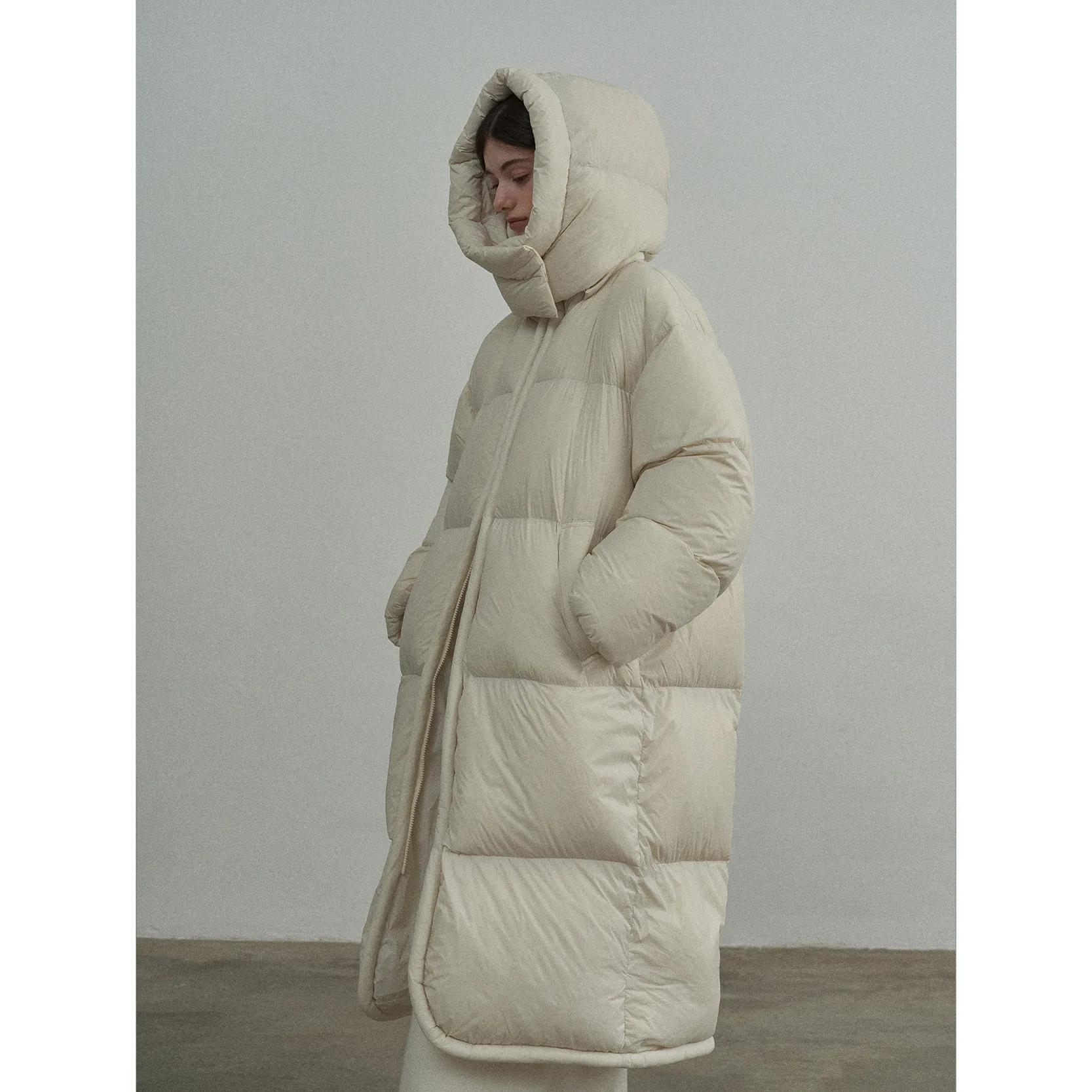 海マオ冬ロングコート取り外し可能なフード暖かいスタンドカラー防風軽量新中国風の標準ダウンジャケット