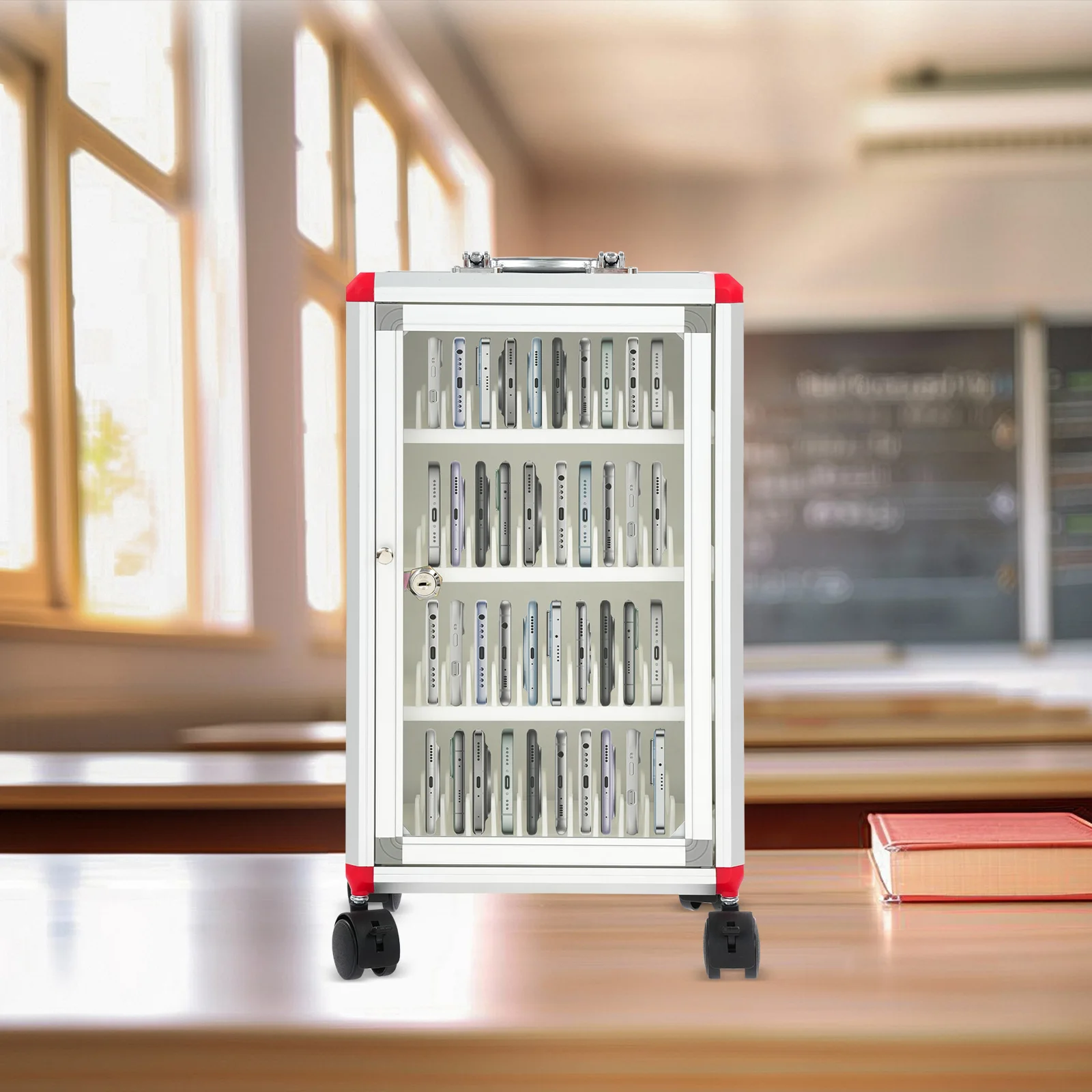 خزانة هاتف آمنة ذات سعة كبيرة، قفل باب يعمل بمفتاح + فتحات مرقمة (سهلة التعرف)، فواصل PVC (مضادة للخدش) #1