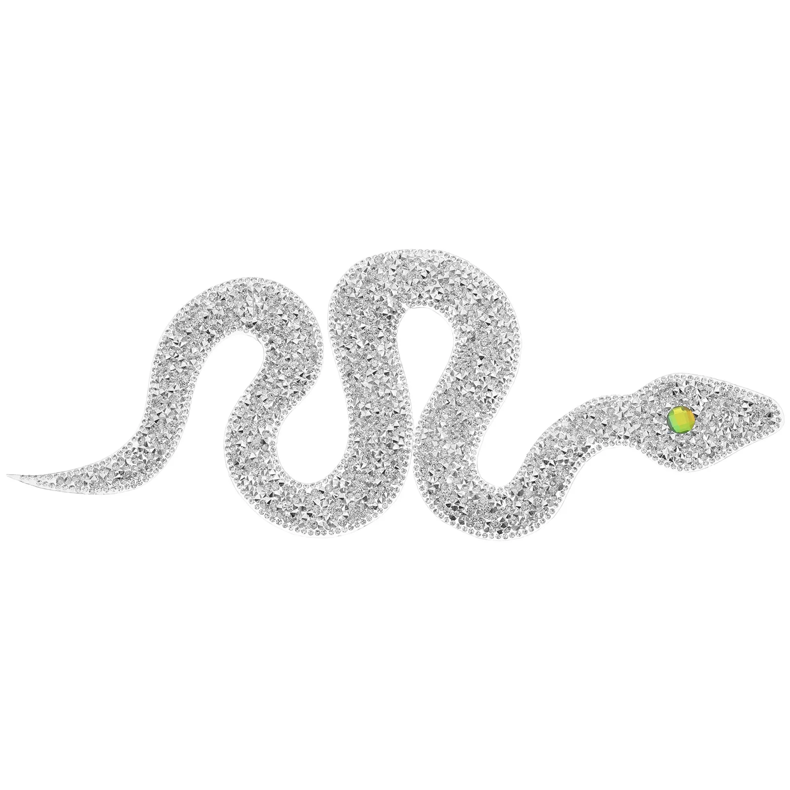 Long Sparkle Rhinestones And Sequin Snake Shaped Patches Applique Trim Ribbon For Outfit Halloween Costume Silver