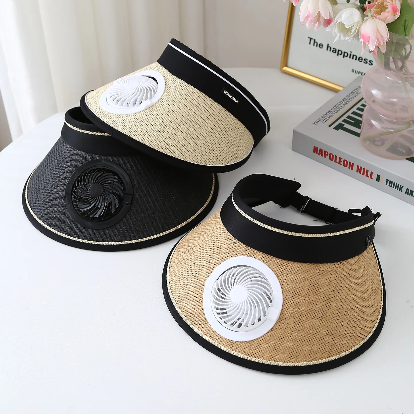 UMI MAO Summer Cap Wide Brim Electric Sun Hat With Fan For Men UV Protection Fisherman Hat Sunshade Hat For Women