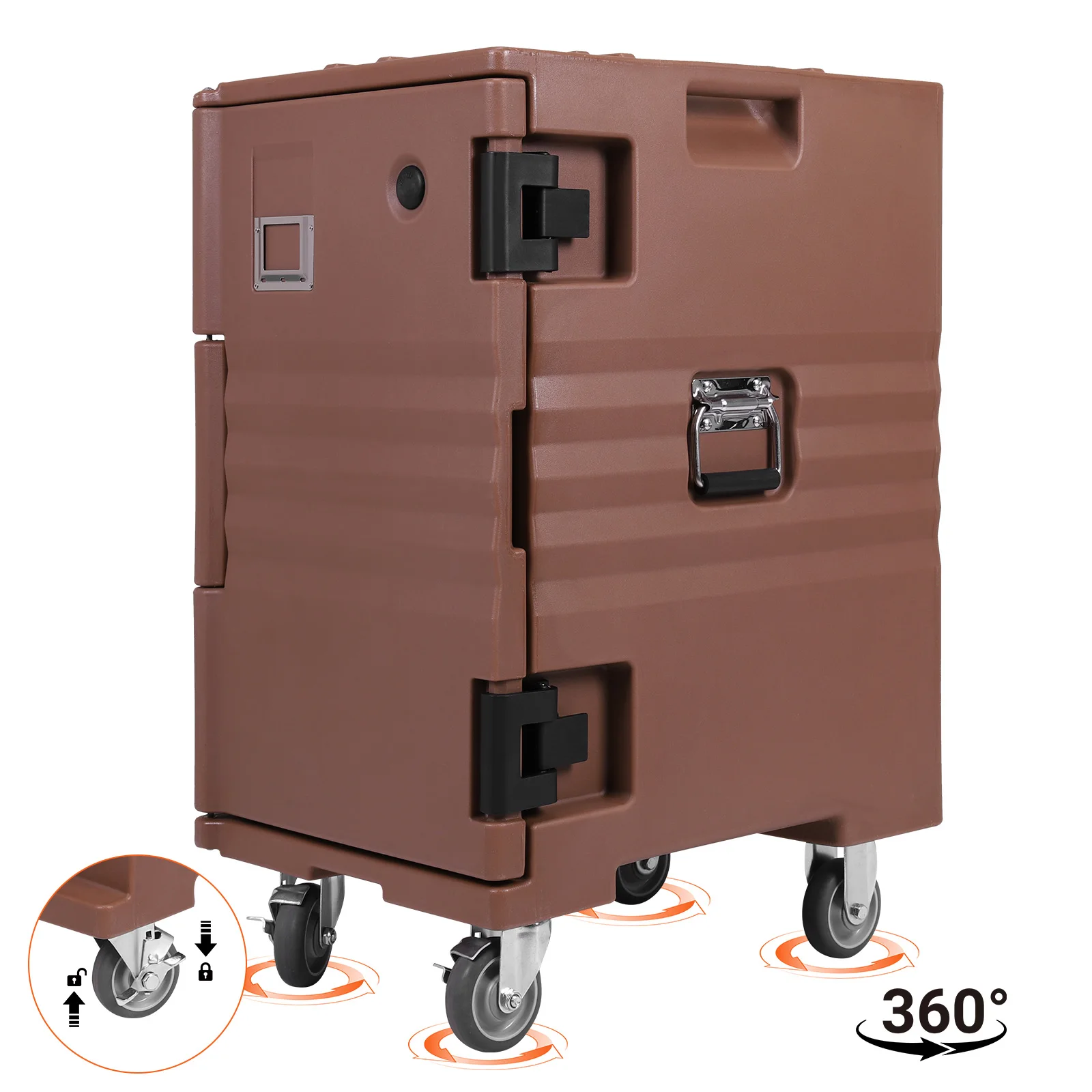 

118QT Insulated Food Pan Carrier Insulated Food Carrier with Wheels W/Handles for Catering Restaurant Canteen Family Party