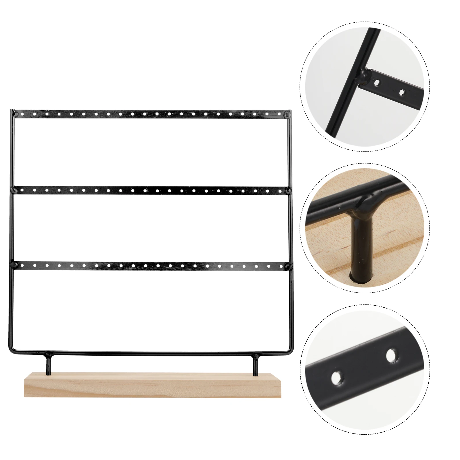 

Jewelry Display St Holder Triple Layer Iron Wood Earrings Necklace Bracelet ganizer Storage Rack Shop Decor Accessory