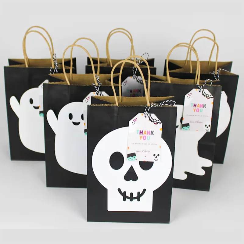 5pcs Black Halloween Party Favor Bag Candy Paper Bag Birthday Party Gift Bag Halloween Party Supplies Halloween Party Decoration