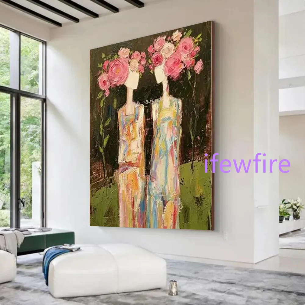 100% Handmade Abstract Oil Painting On Canvas Mural Wabi-sabi Figure Wall Art Picture For Home Living Room Decor Image Artwork