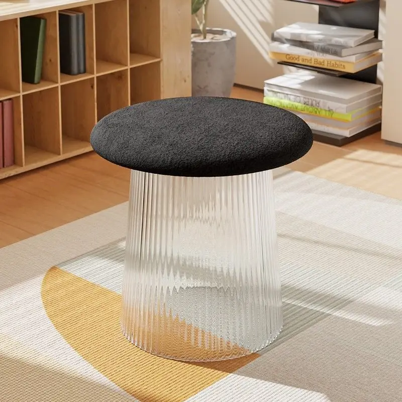 

Small Stools Creative Mushroom Stools Round Stools Acrylic Stool Home Changing Shoes Stool Low Ottomans Transparent Cream Style