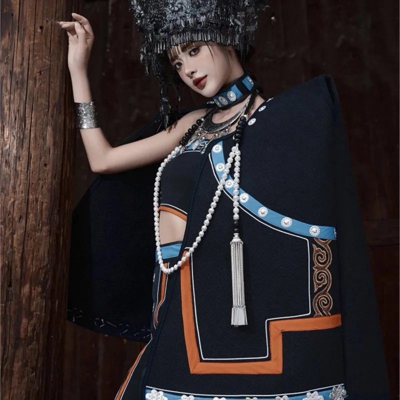 Fantasia feminina capa feita à mão para fotografia de viagem de dança