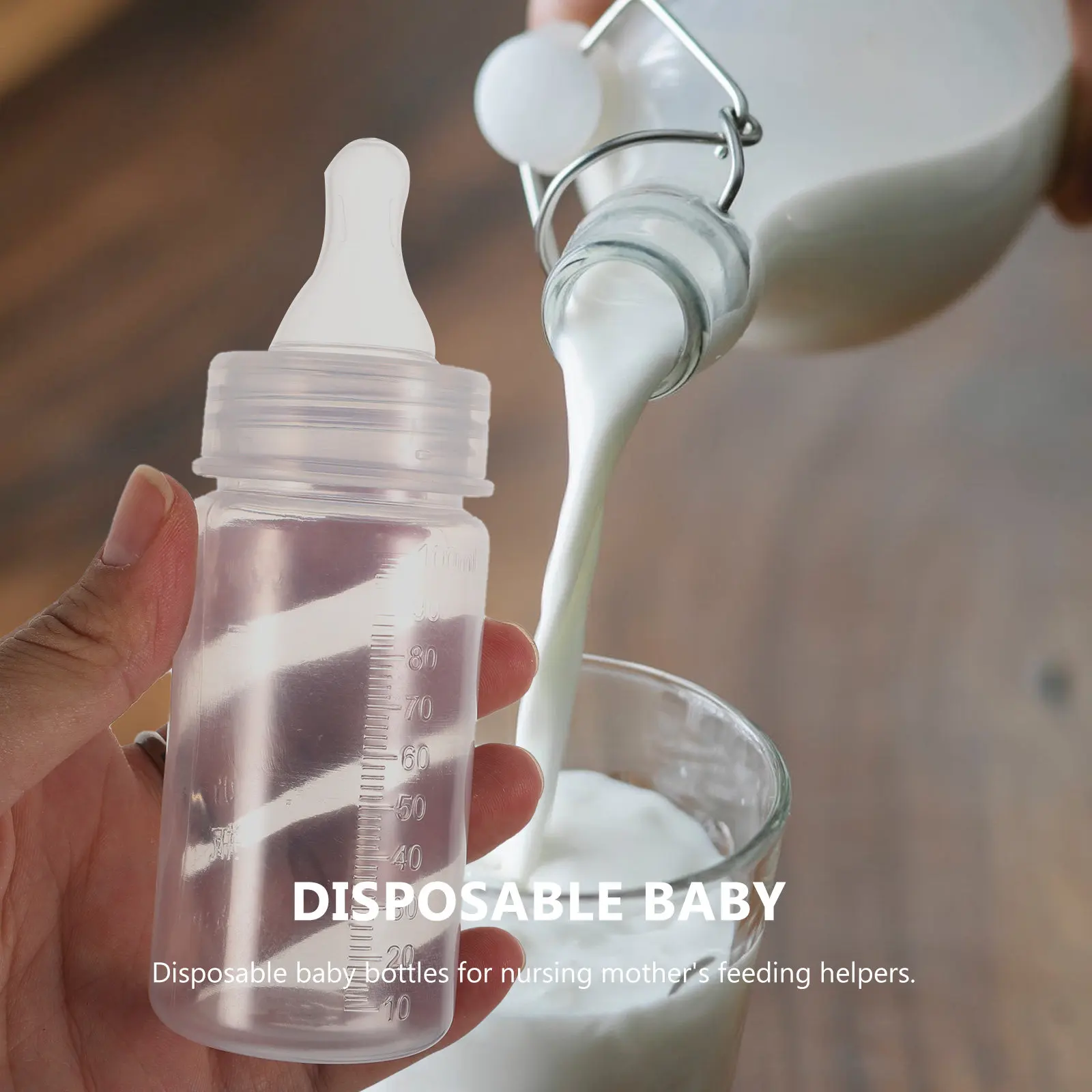 

5Pcs Disposable Newborn Baby Milk Bottles Soft Silicone Teat Portable Clear Scale Nursing Feeding Bottle Convenient Safe