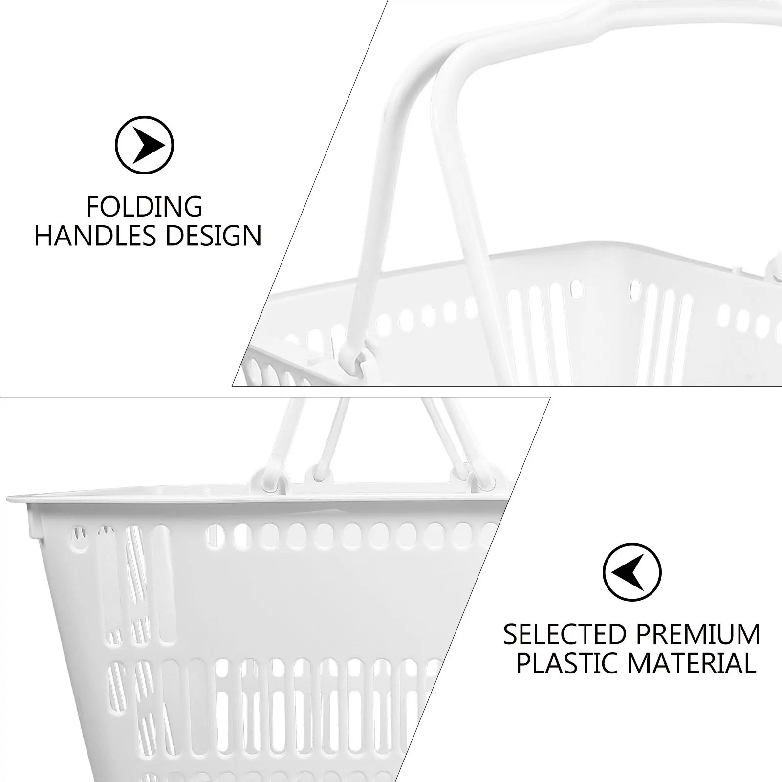 

Plastic Shopping Basket With Handle Portable Storage Bin For Home Grocery Sundries Organizer Picnic Outdoor Use Small Hollow