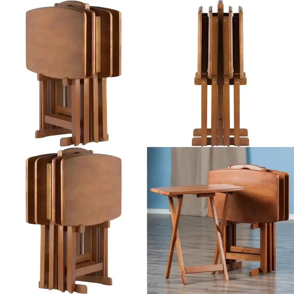 

Transitional Style Oversized Solid Wood Snack Table Set with 24W x 12D Dimensions, Featuring Curved Sides and Rounded Corners, I