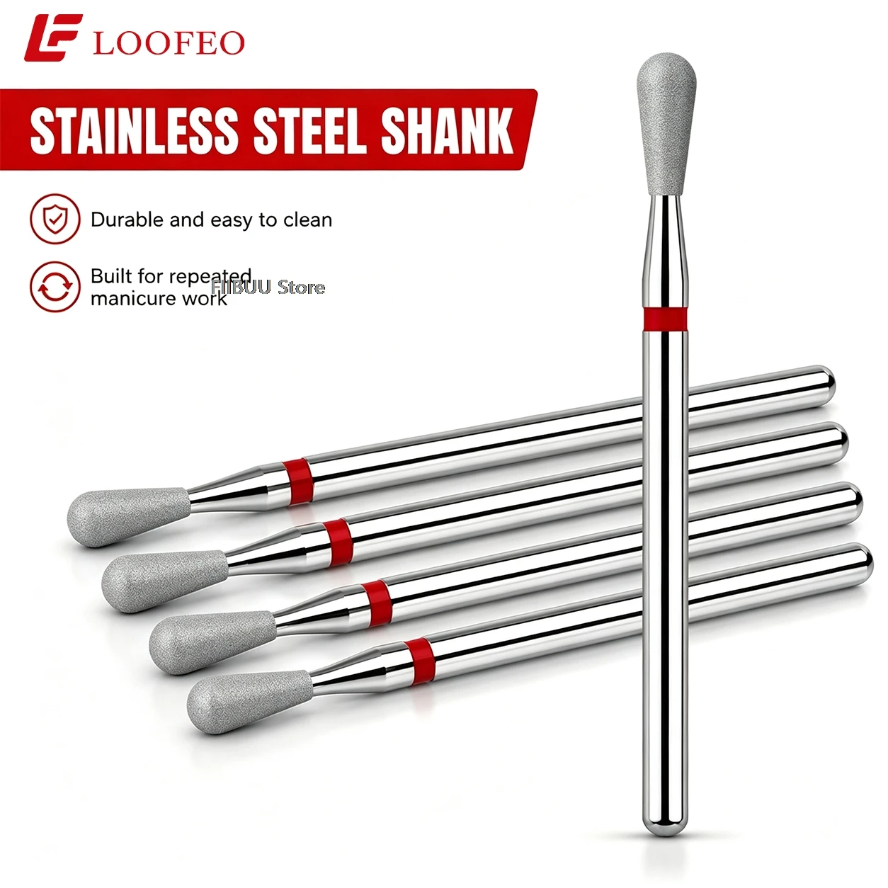 15Pcs Inverted Pear Shape Diamond Nail Drill Bits 2.35mm Universal Shank Fine Grit Inverted Pear Shape Bit For Manicure Refining