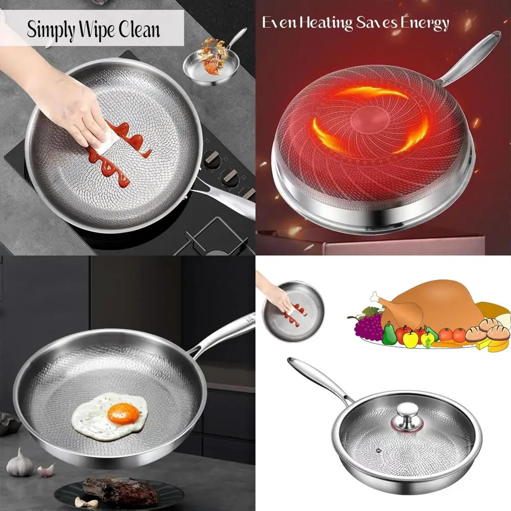 

Non-Stick 10 Inch Titanium Cookware Pan with Lid, Professional Grade Titanium Frying Pan for Cooking