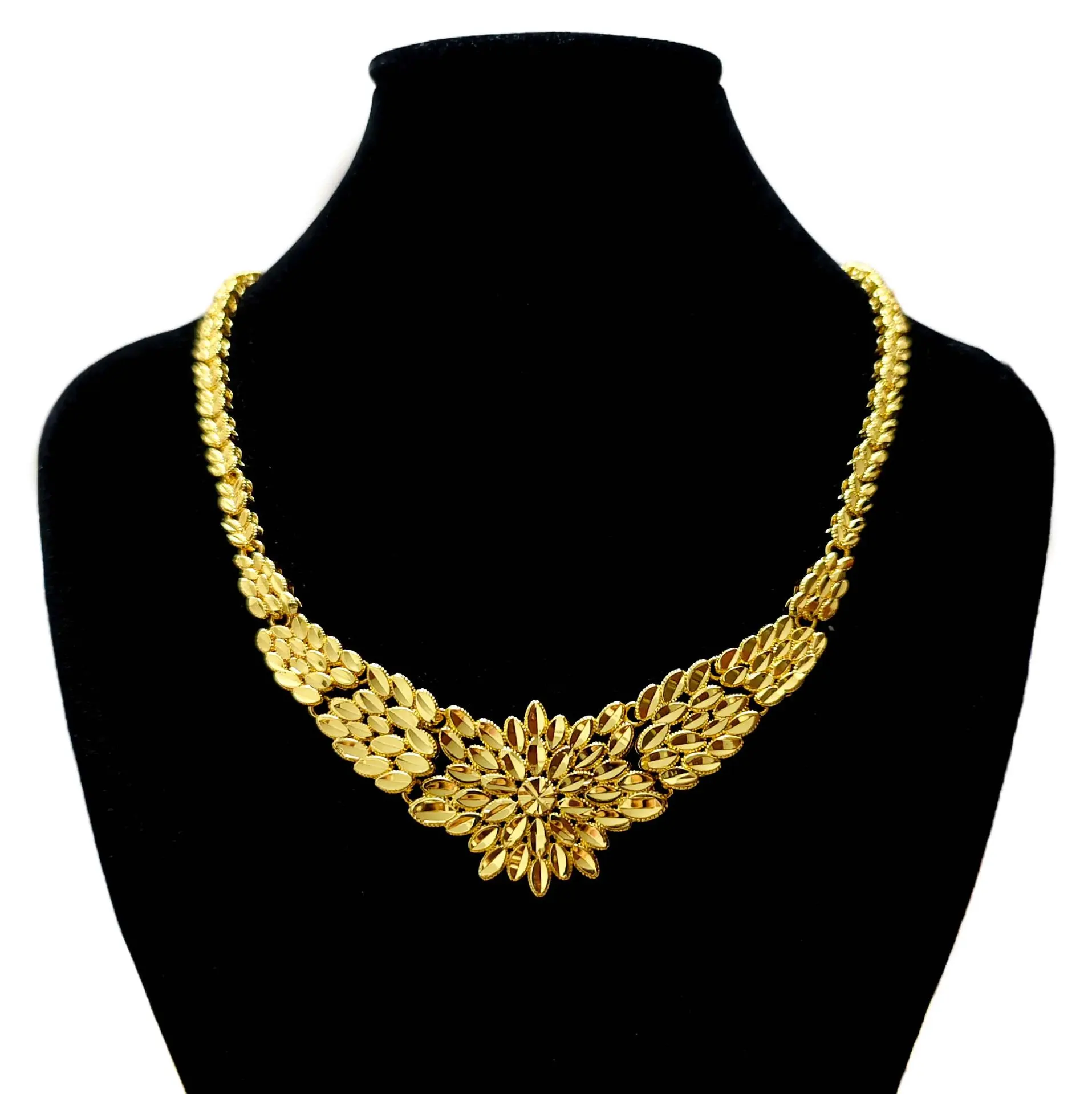 

Luxury 24K 9999 Pure Gold real gold Women's Bride Wedding Necklace Middle Eastern Necklace