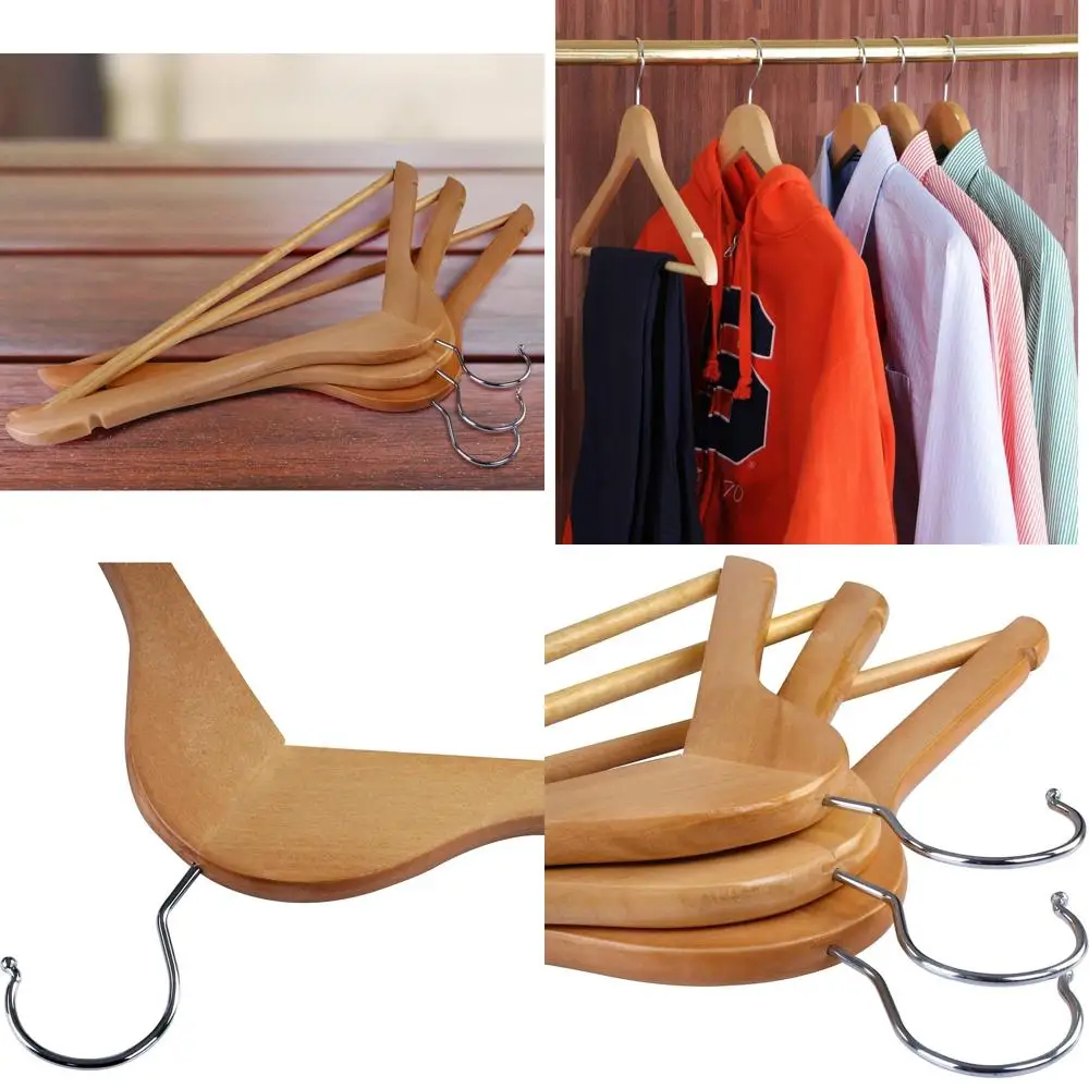 

80-Pack Durable Wooden Suit Hangers with Slim Design and 360-Degree Swivel Hook - Natural Shoulder Hangers