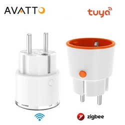 電源モニター付きavatto tuya wifi/zigbeeスマートプラグeuスマートライフアプリリモコンソケットコンセント作品alexa google home