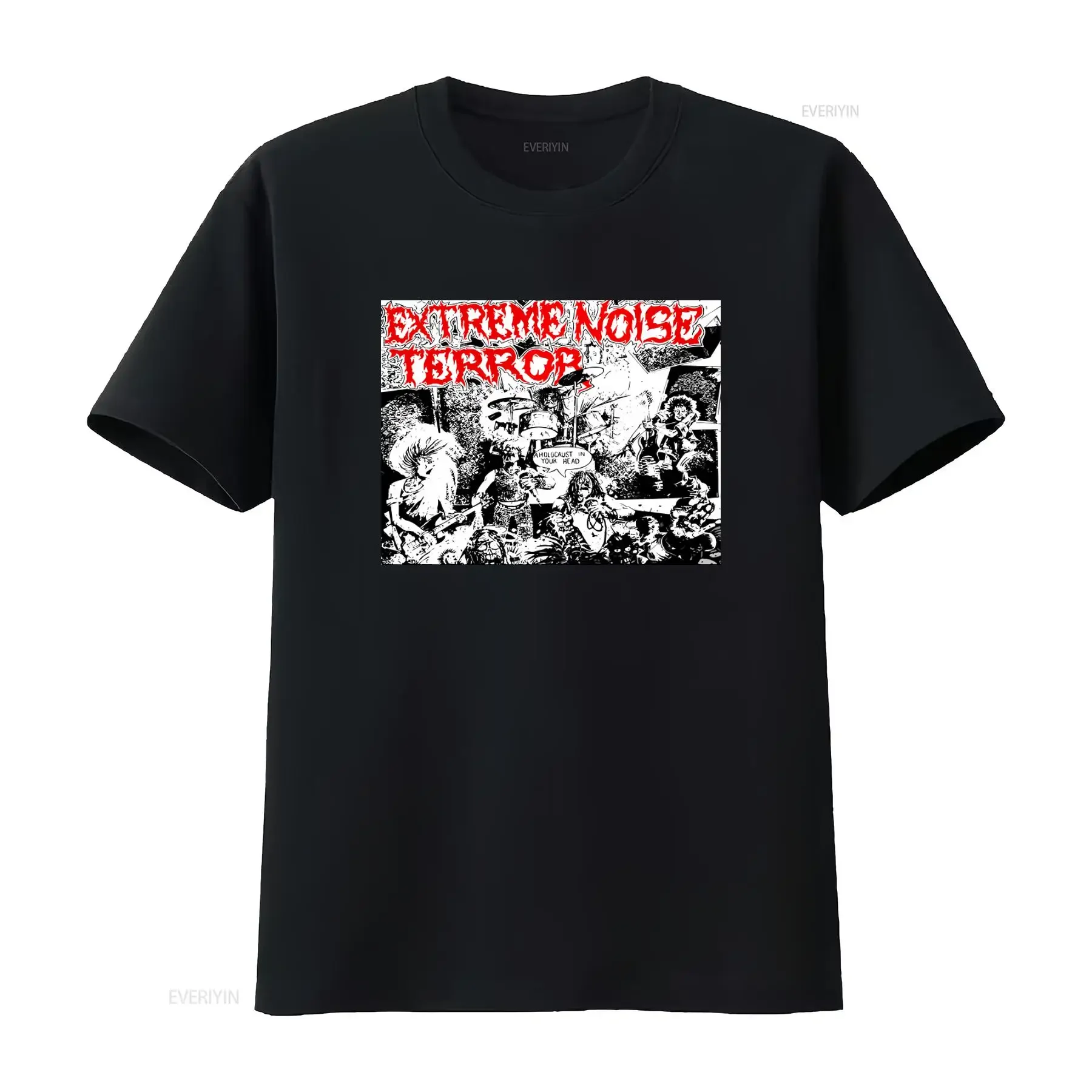 Camiseta blanca de la banda de punk rock Extreme Noise Terror 'Holocaust In Your Head', nueva, vintage, lavada, a la moda, elegante y cómoda