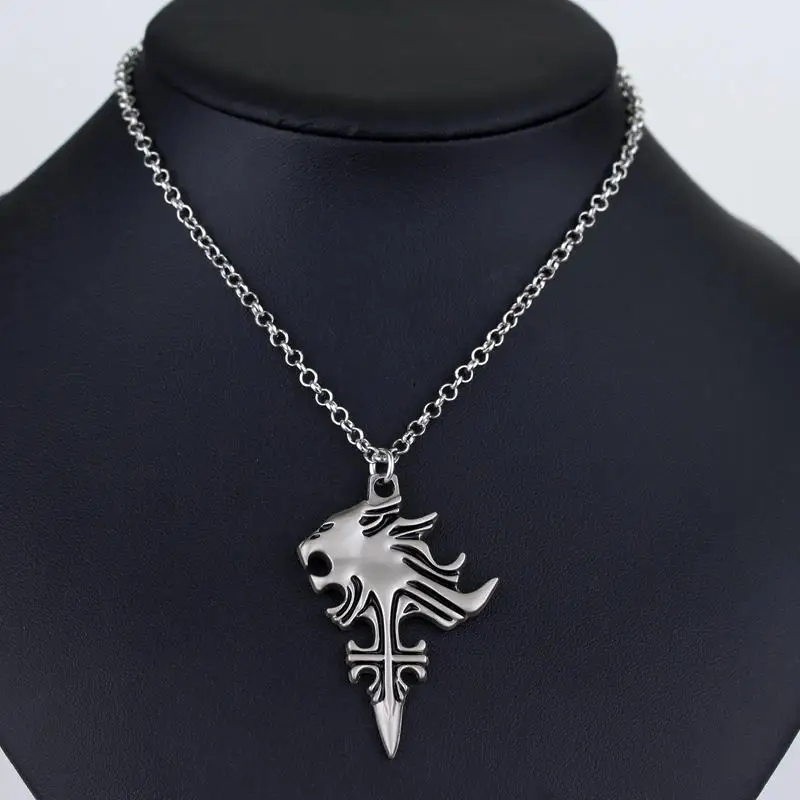 Final Fantasy VIII Necklace Sleeping Lion Heart Griever Squall Leonhart Lion Head Necklaces Pendants Fashion Game Jewelry