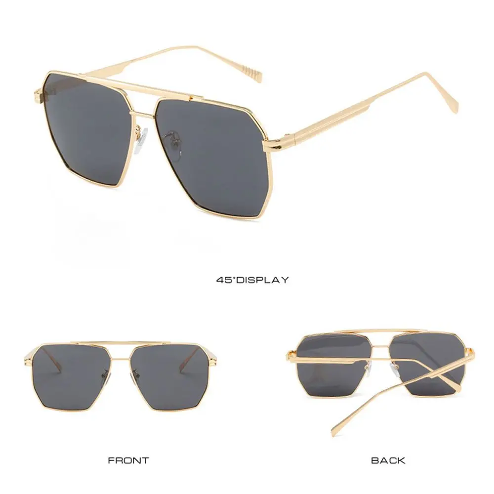 Retro Oversized Metal Frame Sunglasses Men UV400 Protection Shades Polarized Sunglasses Women Polygon Sunglasses Driving Glasses