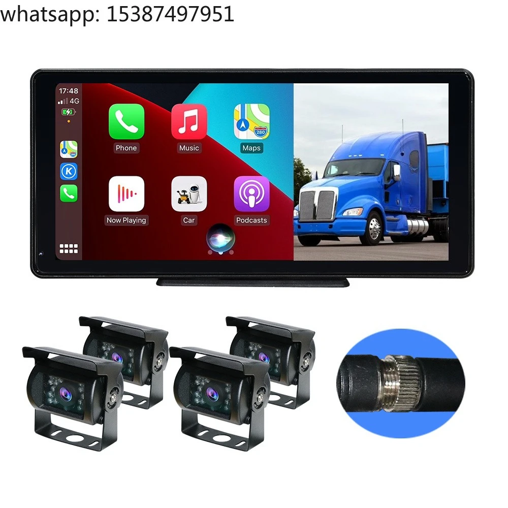 For 10.36 Inch Digital 4 Channel AHD 1080p DVR Touch Screen Headrest Monitor Wireless Truck Backup Camera Carplay Monitor System