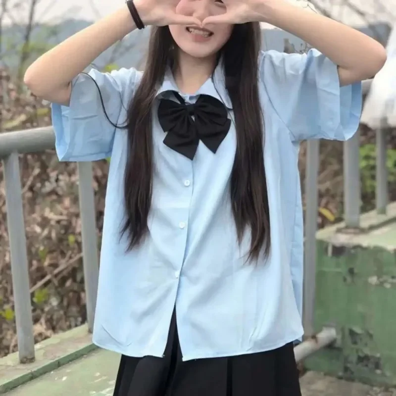 

JK Peter Pan Collar Shirts Women Japanese Preppy Style Summer College Blusas Sweet Lady Tops Baggy Lovely Schoolgirls Fashion