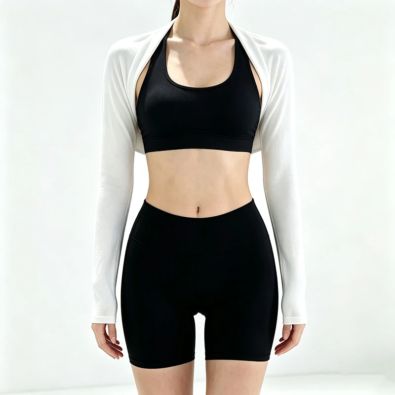 Women UV Protection Shrug Long Sleeve Sun Arm Cover Solid Color Elastic Modal Cotton Jersey Bolero Sleeve