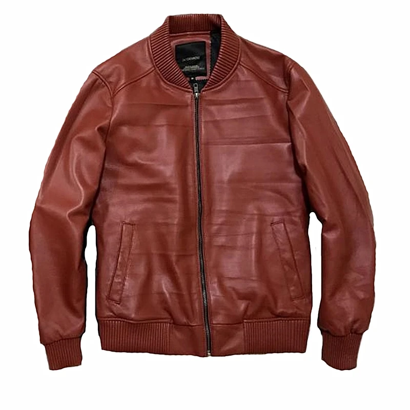 

Sunny Recommended NAPPA eepskin Baseball Jaet Slim Fit Classic Sle Leather Coat Faionable Urban Spring Casual Coat