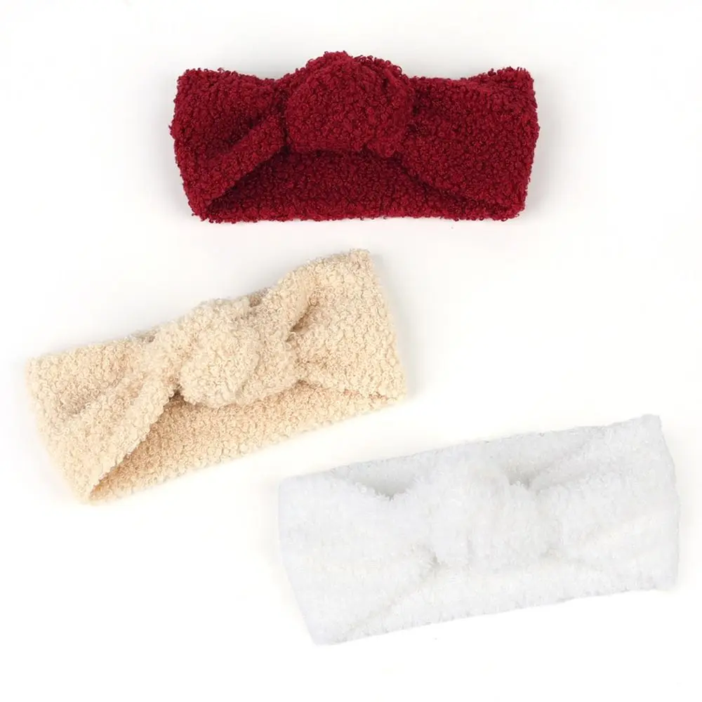 Teddy Fabric Baby Head Bands Girl Hairband Elastic Knot Top Turban Warm Hair Band Newborn Headwrap Autumn Winter