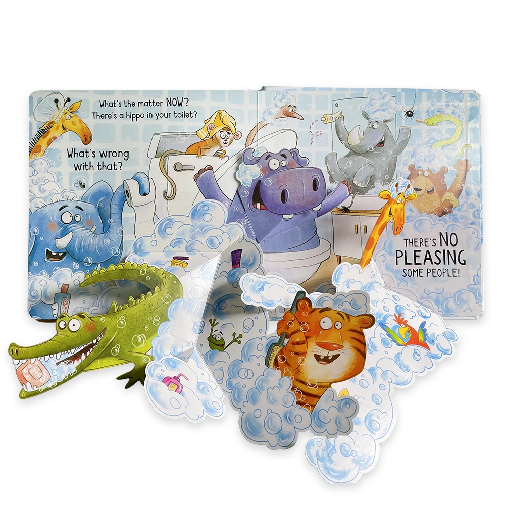 Usborne Pop-UPS There\'s A Hippo in My Toilet Picture Books Cardboard English Activity Book Bedtime Story Books Kids Learning Toy