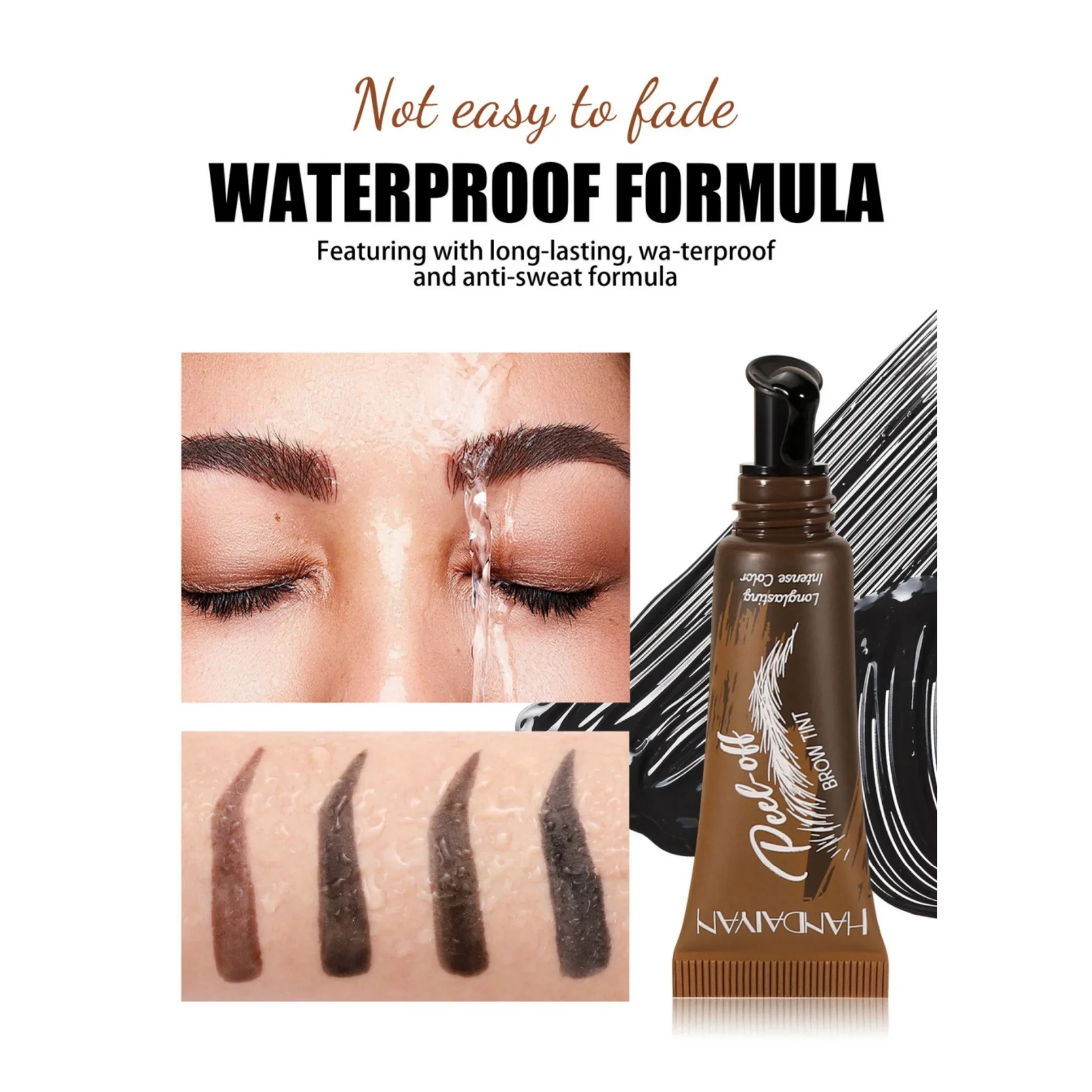 Handaiyan Peel-Off Wenkbrauwgel Langdurige Peel-Off Brow Tint Waterdicht Zweetbestendig Sneldrogend Peel-Off Wenkbrauwverflijm