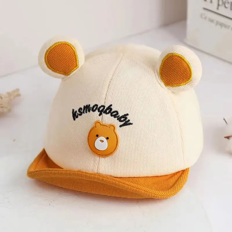 Cartoon Bear Baby Baseball Cap With Ears Cute Animal Sun Hat for Boys Girls Casual Infant Peaked Hat image 5