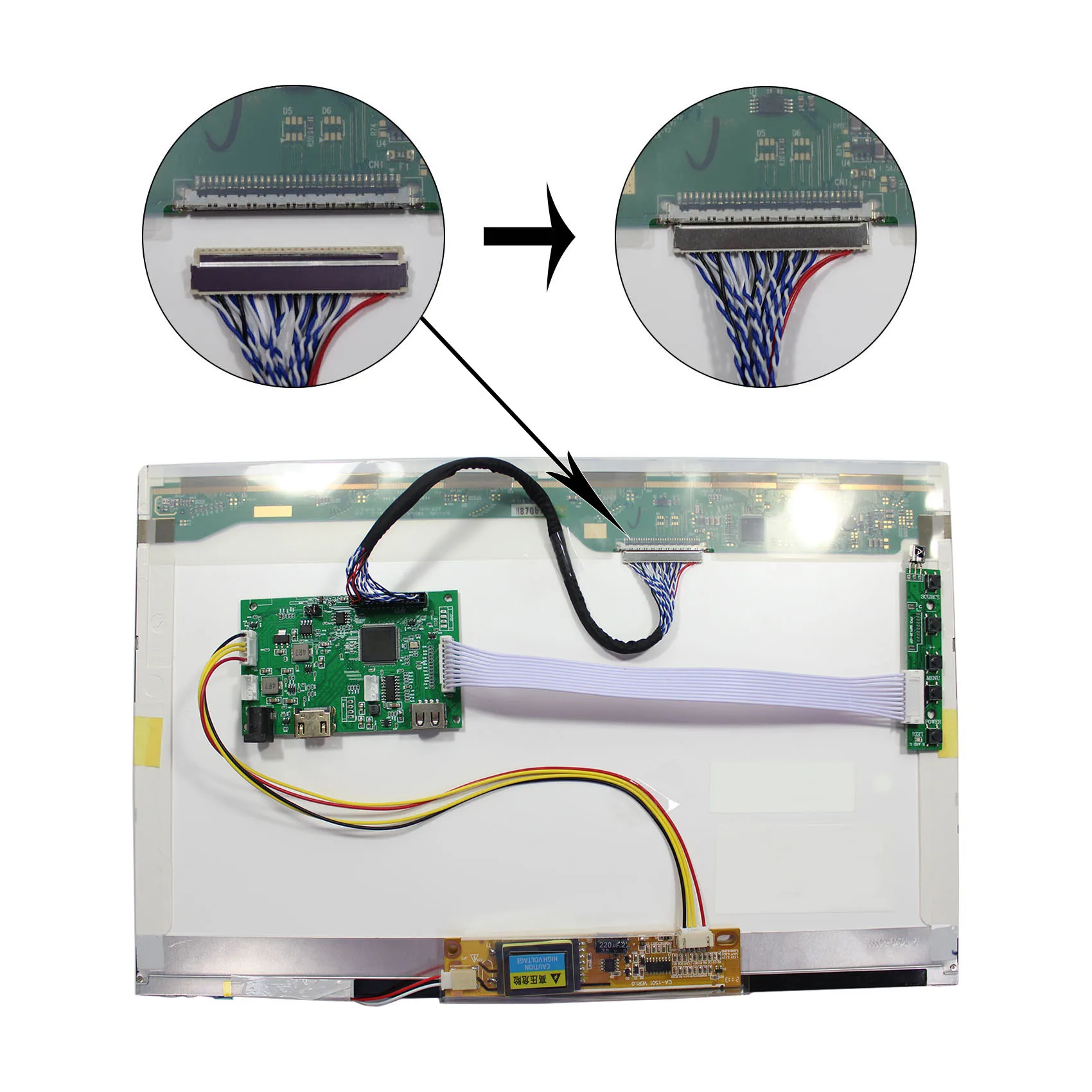 Usb Automatic Brightness Lcd Board Controller Auto Playback 1440X900 Electronic Circuit Pcb Board for 15.4 17Inch Lcd