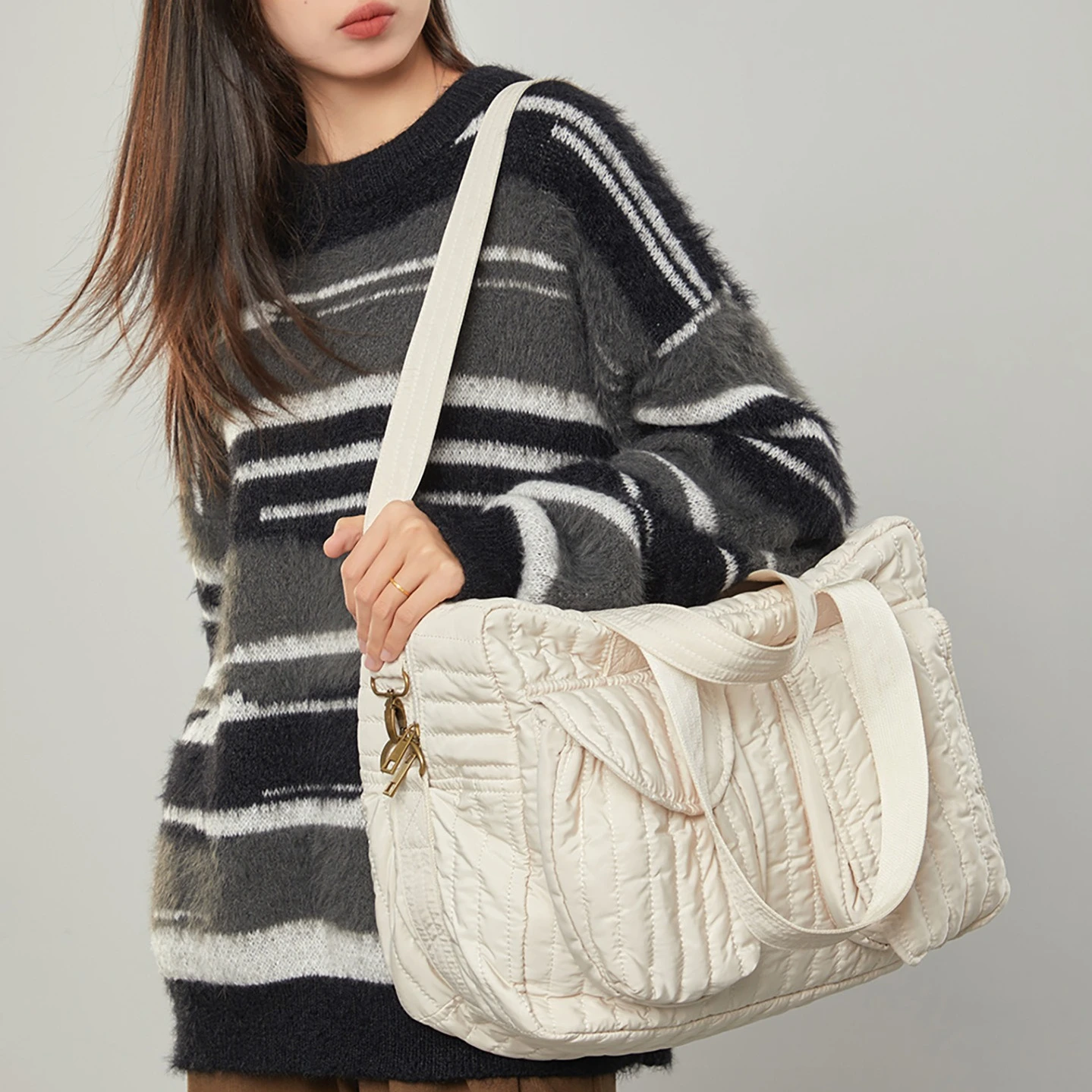 Lage السفر الأمومة حزمة المرأة رسول حقائب اليد متعددة الوظائف كيس Langer Bébé حقيبة حفاضات القطن مبطن حقيبة حفاضات الطفل #1