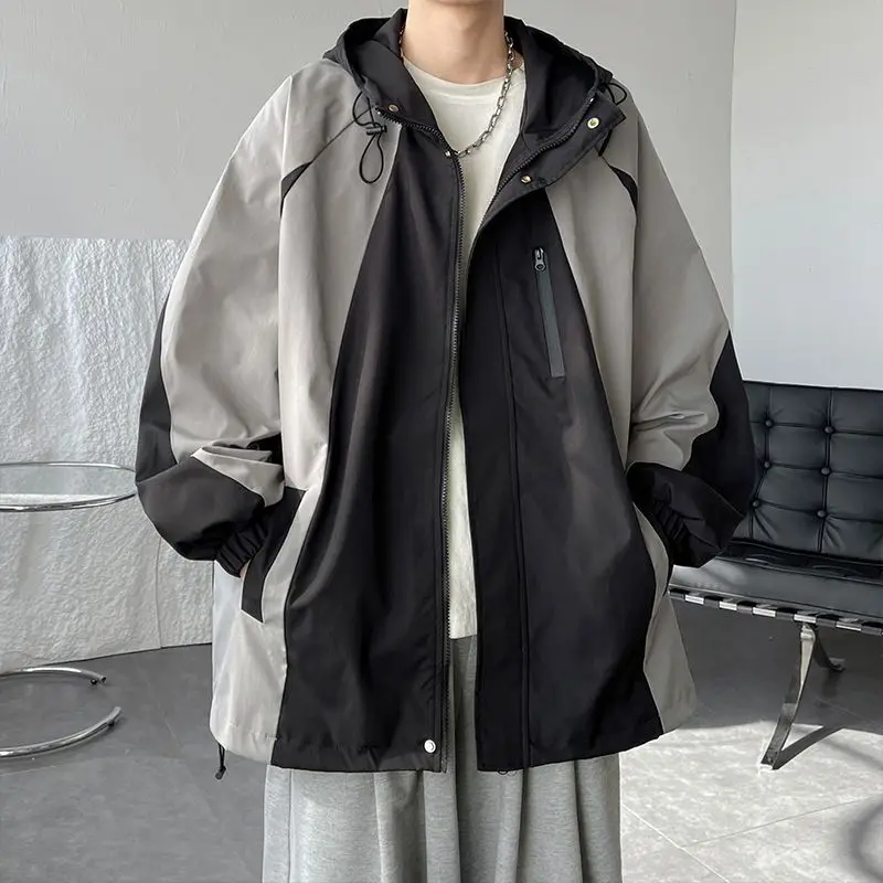 

New Windproof Waterproof Hooded Jacket Men's Spring Autumn Loose Jacket
