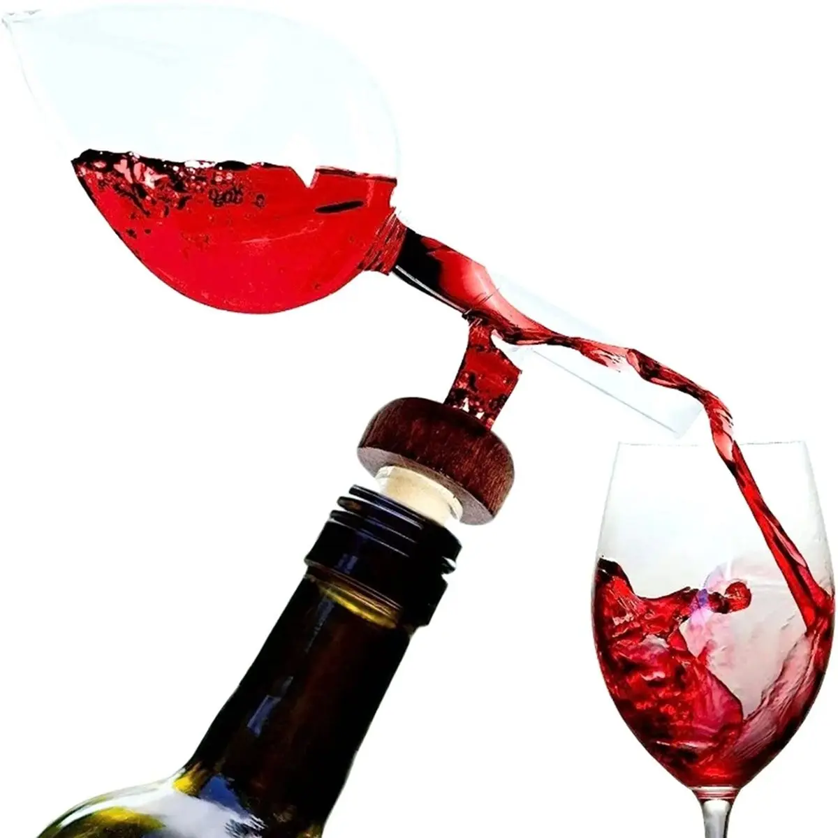 A75K Red Wine Aerator, Portable Bottle Pourer and Quick Decanter, Glass, Peach Shape