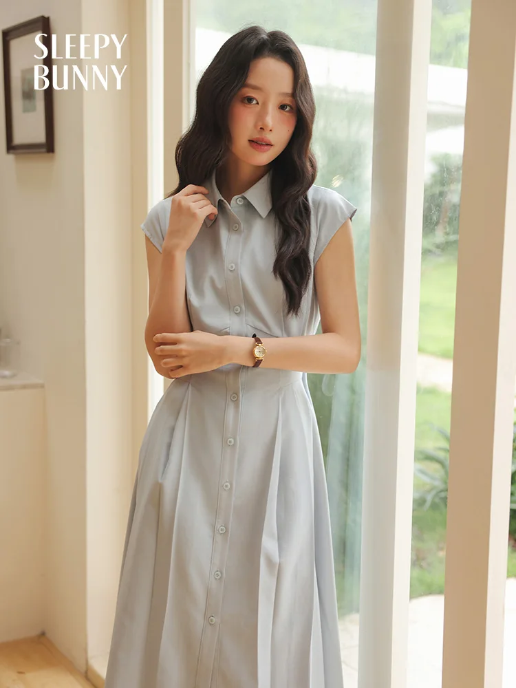 green emerald velvet dress Beatrice Button Down Poplin Midi Dress Navy / XL by Sugarlips