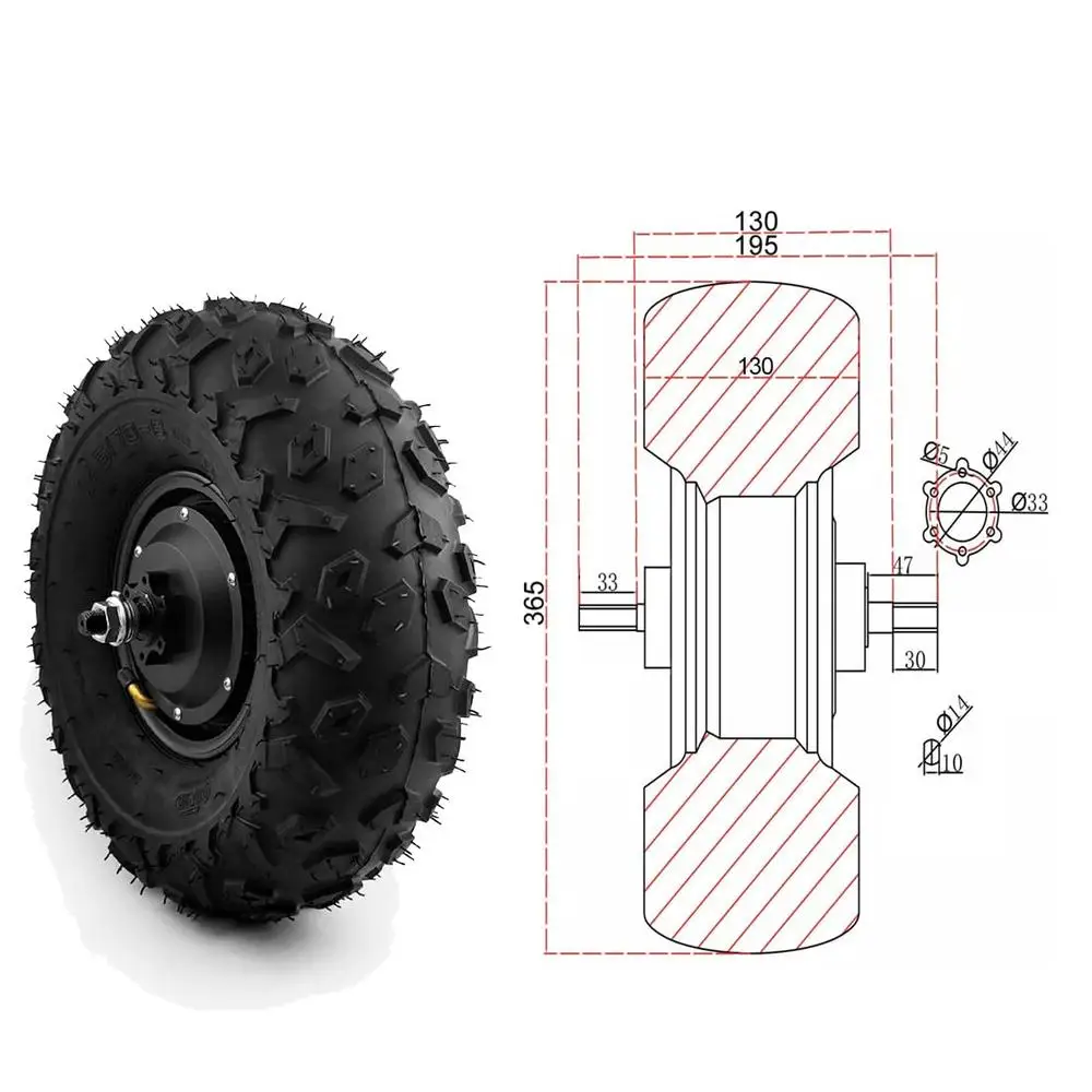 Electric Scooter Motor Kit 350W 24V with Gear Hub Conversion Set Off-Road Wheel 14.5