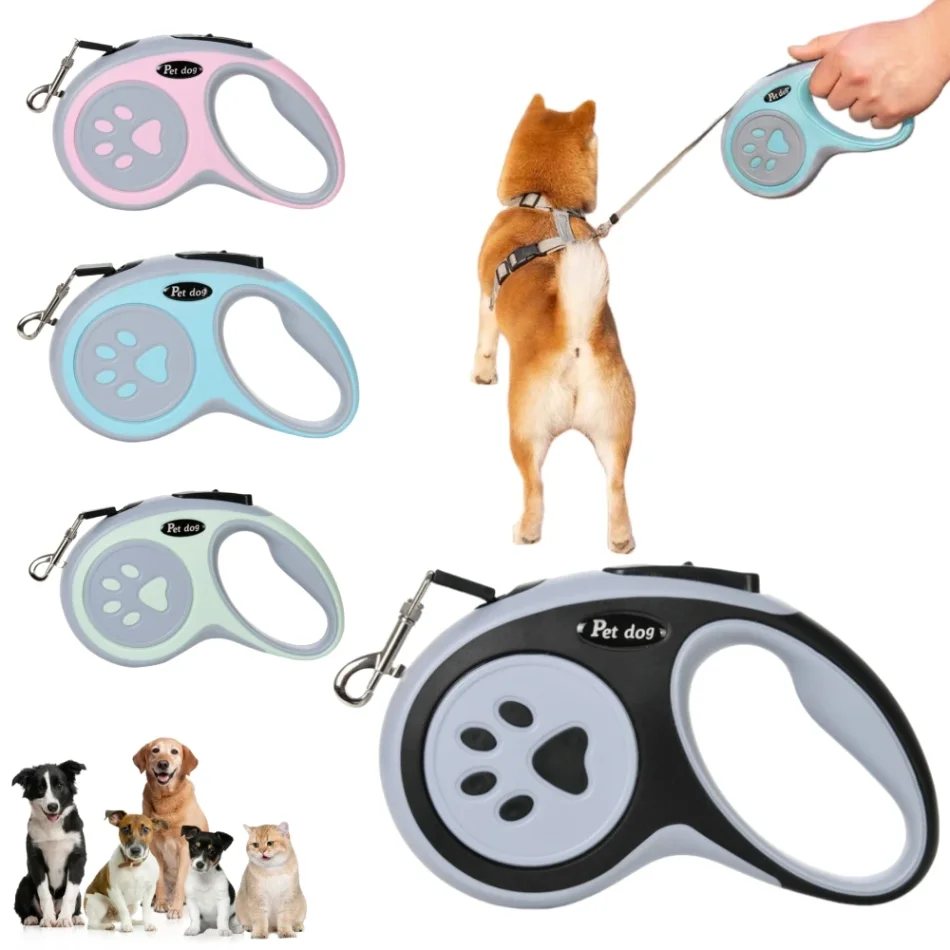 

3m 5m Paw Dog Leash For Small Medium Large Dogs Outdoor Lead Walking Puppy Strong Retractable Nylon Rope Yorkies Pet Supplies