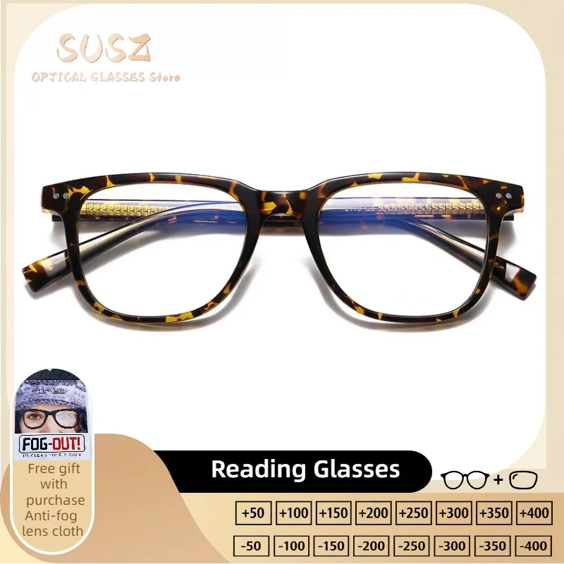 

SUSZ Comfortable Square Frames Progressive Multifocal Anti-Blue Light Reading Glasses Fashion Myopia Prescription Eyeware